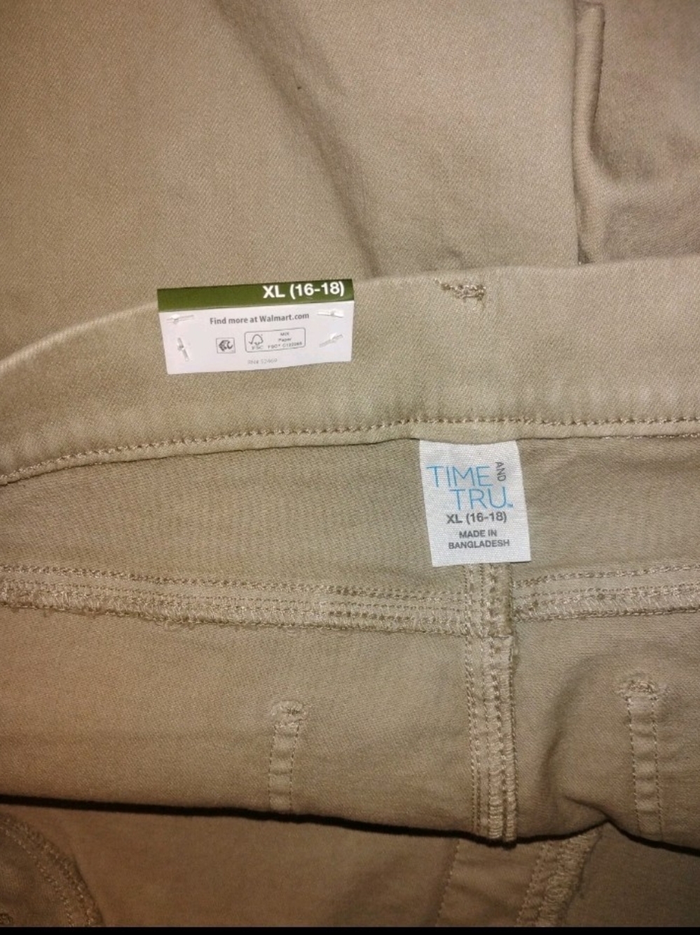 Time and Tru Women's High Rise Jegging Capri Pants Khaki Beige Size XL 16-18 NWT